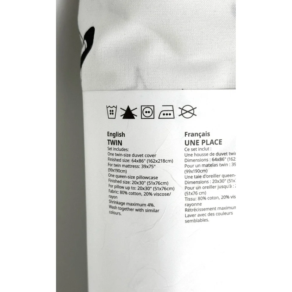 IKEA AFTONSPARV Twin Duvet Cover Set Space UFO Planet White Black 905.540.34 NEW